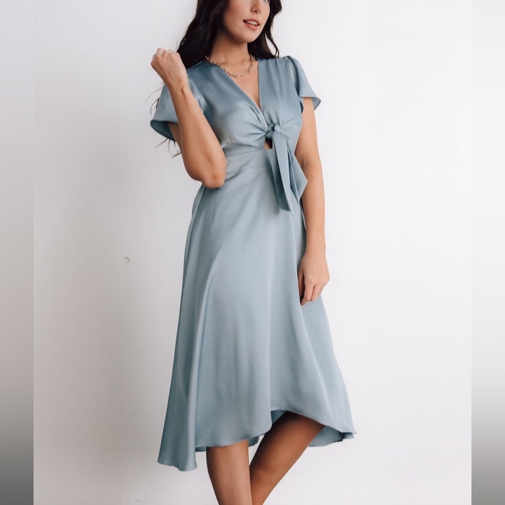 Baltic Born Blue Tie-Front Midi Dress